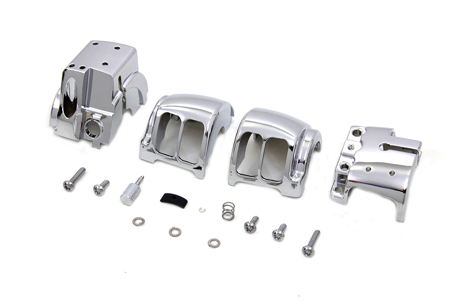 V-Twin Handlebar Control Switch Housing Kit Chrome for Harley Davidson FLST and FXST