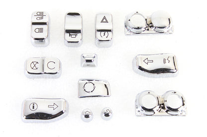 V-Twin Handlebar Switch Cap Set Chrome for Harley Davidson FLHTCU and FLHTCUL
