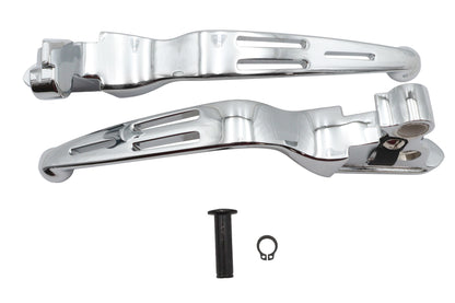 V-Twin Chrome Slotted Hand Lever Set for Harley Davidson FLT (Part #H07-0587)