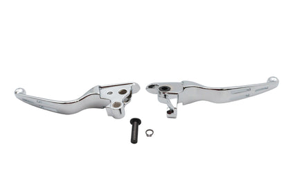 V-Twin Chrome Slotted Hand Lever Set for Harley Davidson FLT (Part #H07-0587)