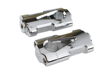 V-Twin V-Fire Chrome Flat Handlebar Riser Set with Contrast Cut - 1 Inch Diameter Handlebars by V-Twin