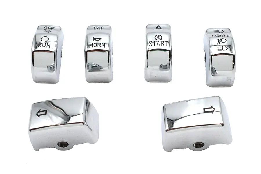 V-Twin Handlebar Switch Cap Set in Chrome for Harley Davidson FX and FXST Models by V-Twin