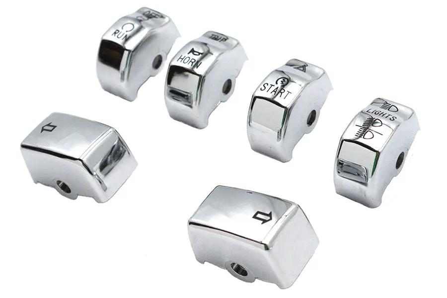V-Twin Handlebar Switch Cap Set in Chrome for Harley Davidson FX and FXST Models by V-Twin