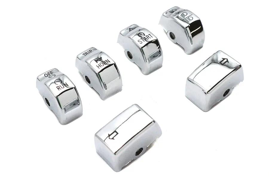 V-Twin Handlebar Switch Cap Set in Chrome for Harley Davidson FX and FXST Models by V-Twin