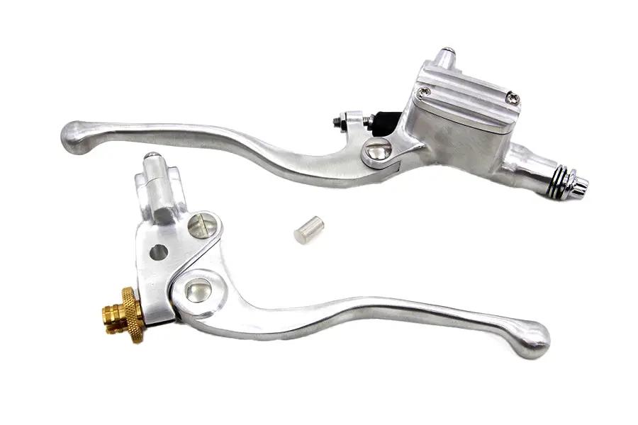 V-Twin Vintage Hand Lever Control Kit Polished with Clutch and Brake for 1 Inch Handlebars - Part 62330A by V-Twin