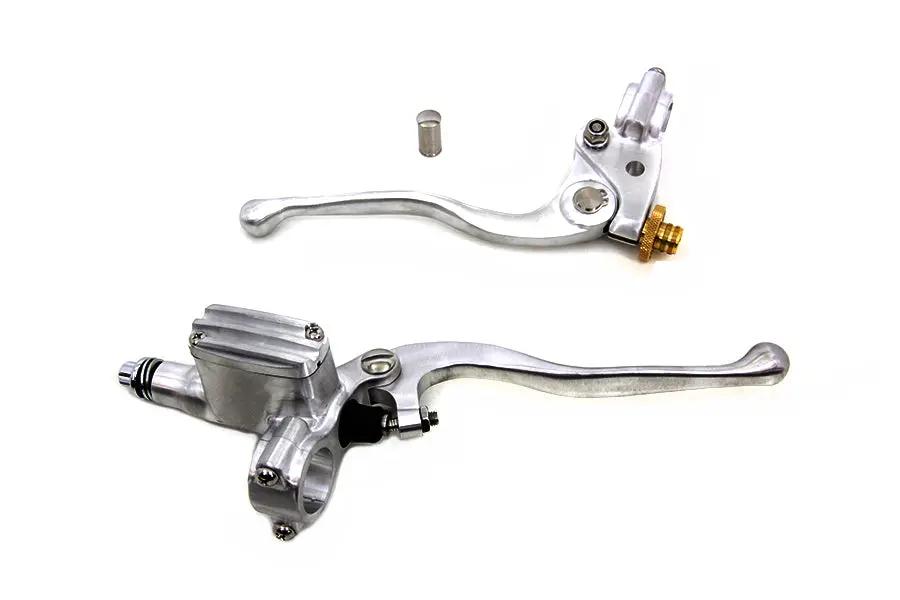 V-Twin Vintage Hand Lever Control Kit Polished with Clutch and Brake for 1 Inch Handlebars - Part 62330A by V-Twin
