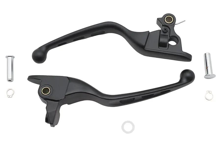 V-Twin 3 Slot Hand Lever Set Black - Easy Grip Design for Harley Davidson Models by V-Twin