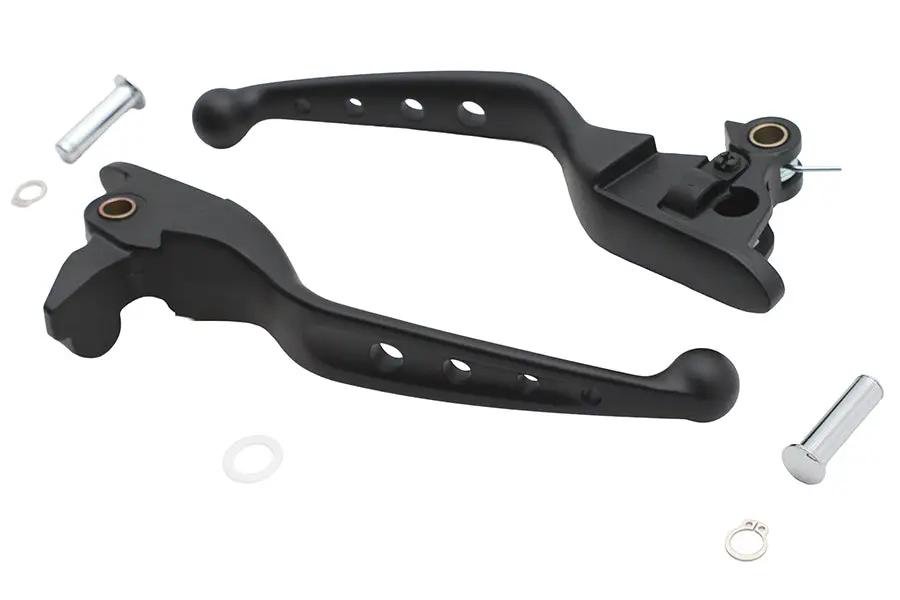 V-Twin 79062B Black 4 Hole Hand Lever Set for Harley Davidson Touring Models by V-Twin