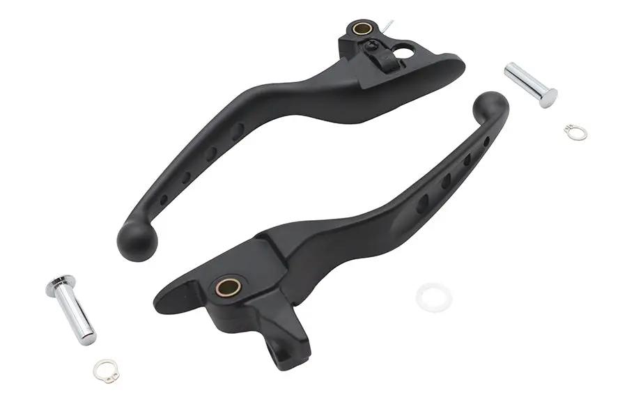 V-Twin 79062B Black 4 Hole Hand Lever Set for Harley Davidson Touring Models by V-Twin