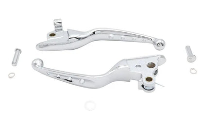 V-Twin 4 Hole Chrome Hand Lever Set for Harley Davidson Models – Part Number 79062 by V-Twin