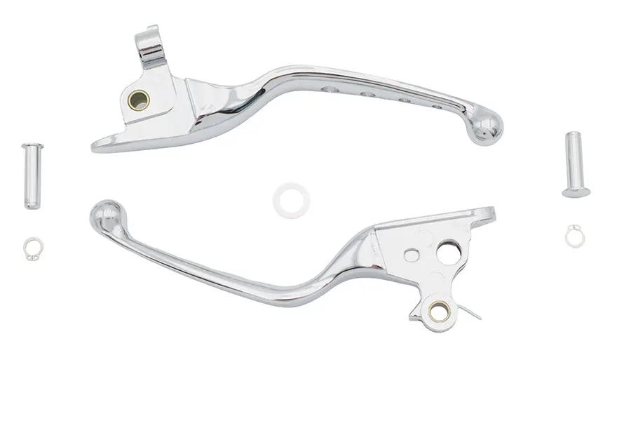 V-Twin 4 Hole Chrome Hand Lever Set for Harley Davidson Models – Part Number 79062 by V-Twin