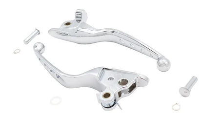 V-Twin 4 Hole Chrome Hand Lever Set for Harley Davidson Models – Part Number 79062 by V-Twin