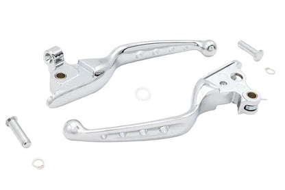 V-Twin 4 Hole Chrome Hand Lever Set for Harley Davidson Models – Part Number 79062 by V-Twin