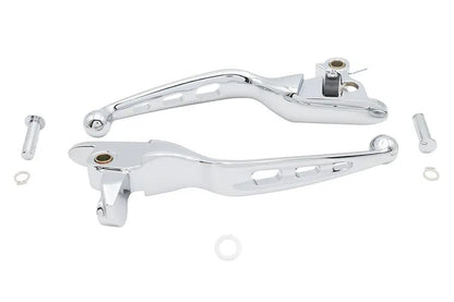 V-Twin 3 Slot Chrome Hand Lever Set - Easy Grip for Harley Davidson Motorcycles by V-Twin