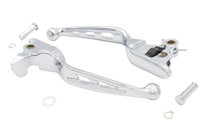 V-Twin 3 Slot Chrome Hand Lever Set - Easy Grip for Harley Davidson Motorcycles by V-Twin