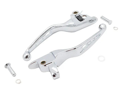 V-Twin 3 Slot Chrome Hand Lever Set - Easy Grip for Harley Davidson Motorcycles by V-Twin