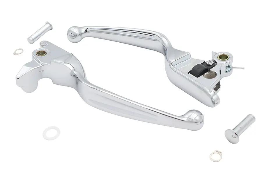 V-Twin Chrome Wide Hand Lever Set Part 79061 for Harley Davidson Motorcycles by V-Twin