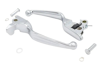 V-Twin Chrome Wide Hand Lever Set Part 79061 for Harley Davidson Motorcycles by V-Twin