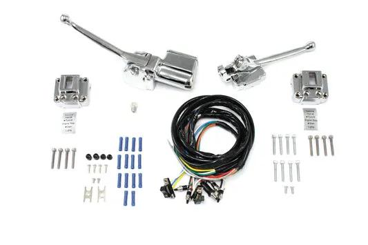 V-Twin Handlebar Control Kit Chrome with Wiring Harness and Switch Assembly for Harley Davidson FL Models by V-Twin