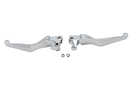 V-Twin Chrome V-Cut Hand Lever Set for Harley Davidson XL Models (2007-2013) - Part H07-0575 by V-Twin
