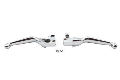 V-Twin Chrome V-Cut Hand Lever Set for Harley Davidson XL Models (2007-2013) - Part H07-0575 by V-Twin