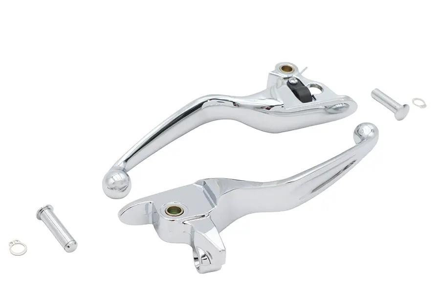 V-Twin M8 Brake and Clutch Lever Set Chrome for Harley Davidson FLT 2021-2022 by V-Twin