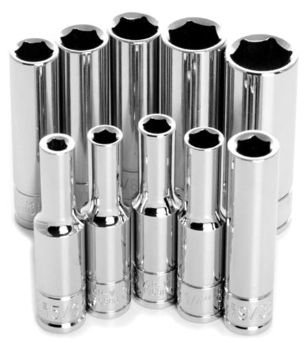 Performance Tool 10-Piece 1/4" Drive 6-Point SAE Deep Well Socket Set (Part #W36300)