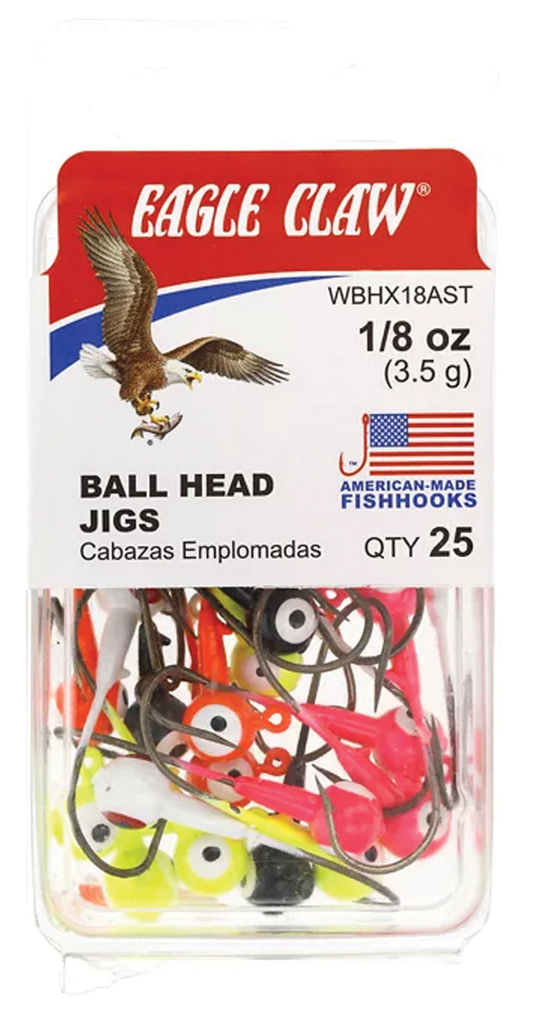 Eagle Claw Ball Head Jig 1/8 oz Assorted - Reliable Tackle for Freshwater Fishing