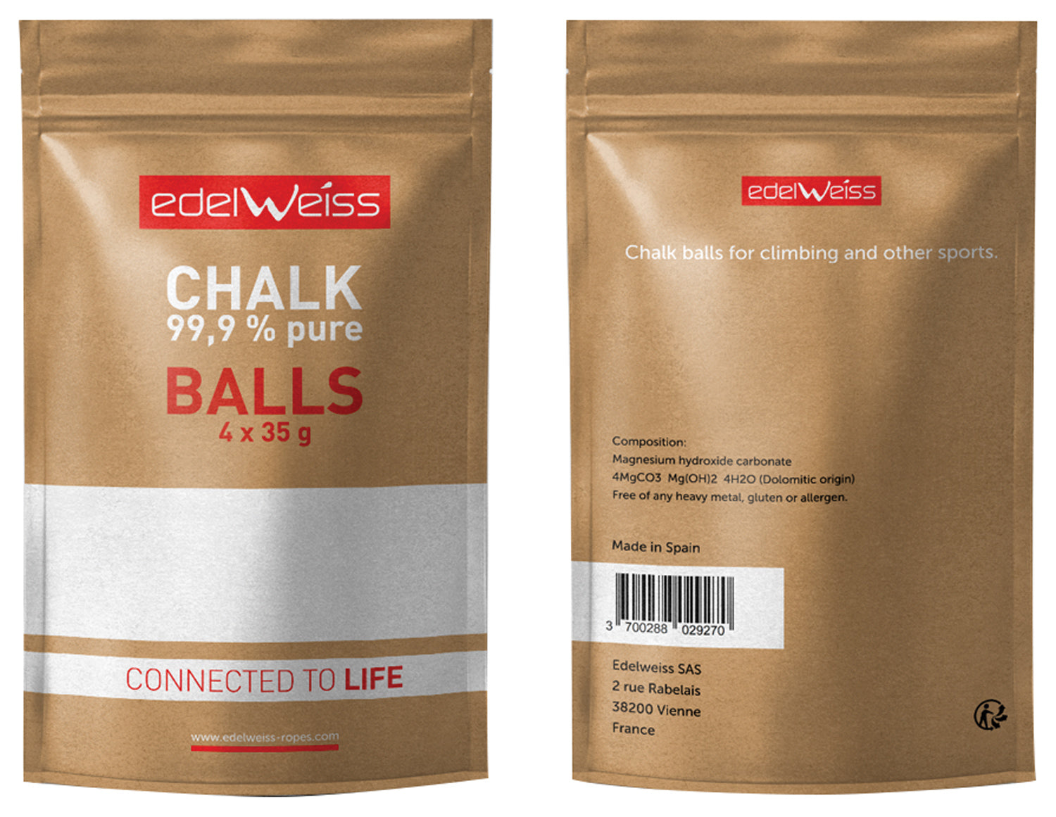Edelweiss Chalk Ball 4 Pack for Professional Climbing and Bouldering