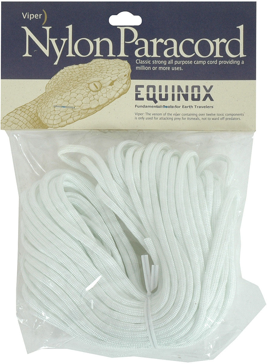 EQUINOX Paracord White 100 Ft - Durable Nylon Rope for Camping, Crafting & Outdoor Use