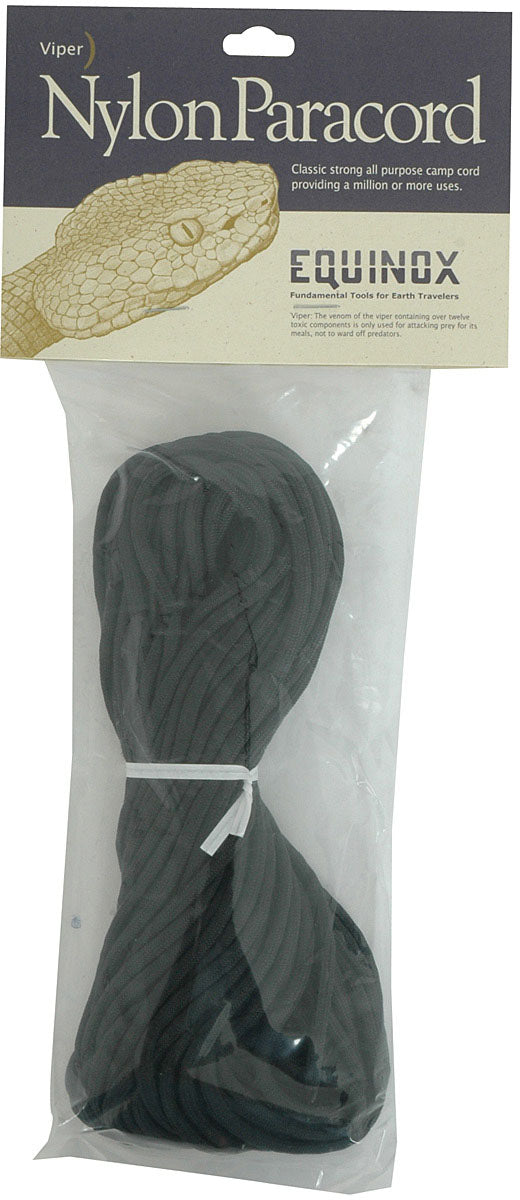 EQUINOX Black Paracord 50 Ft - Heavy Duty Nylon Cord for Outdoor and Craft Use