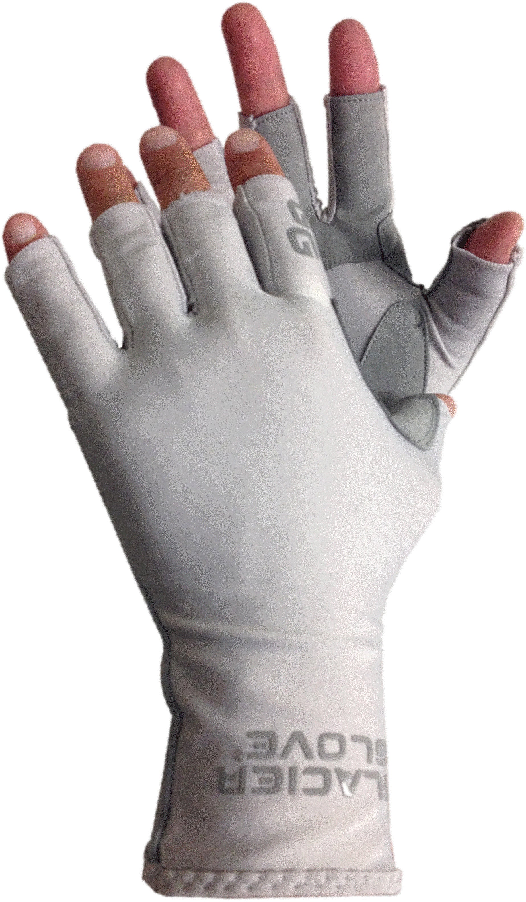 Glacier Glove Islamorada Sun Glove Gray Large - UV Protection for Outdoor Activities