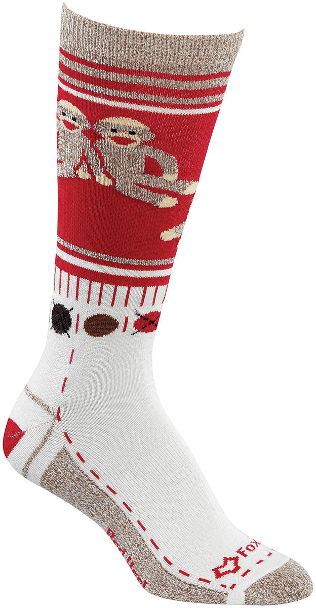 FOX RIVER Monkey Friends Sock in Red, Large Size