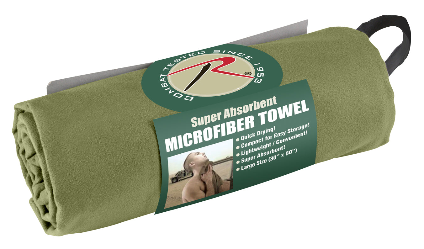 Rothco Microfiber Towel Olive Drab 30 x 50 inches – Lightweight, Quick-Drying Outdoor Towel