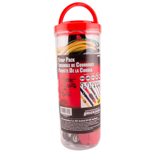 ERICKSON 16-Piece Strap Pack Assortment - Heavy Duty Tie-Downs for Secure Cargo