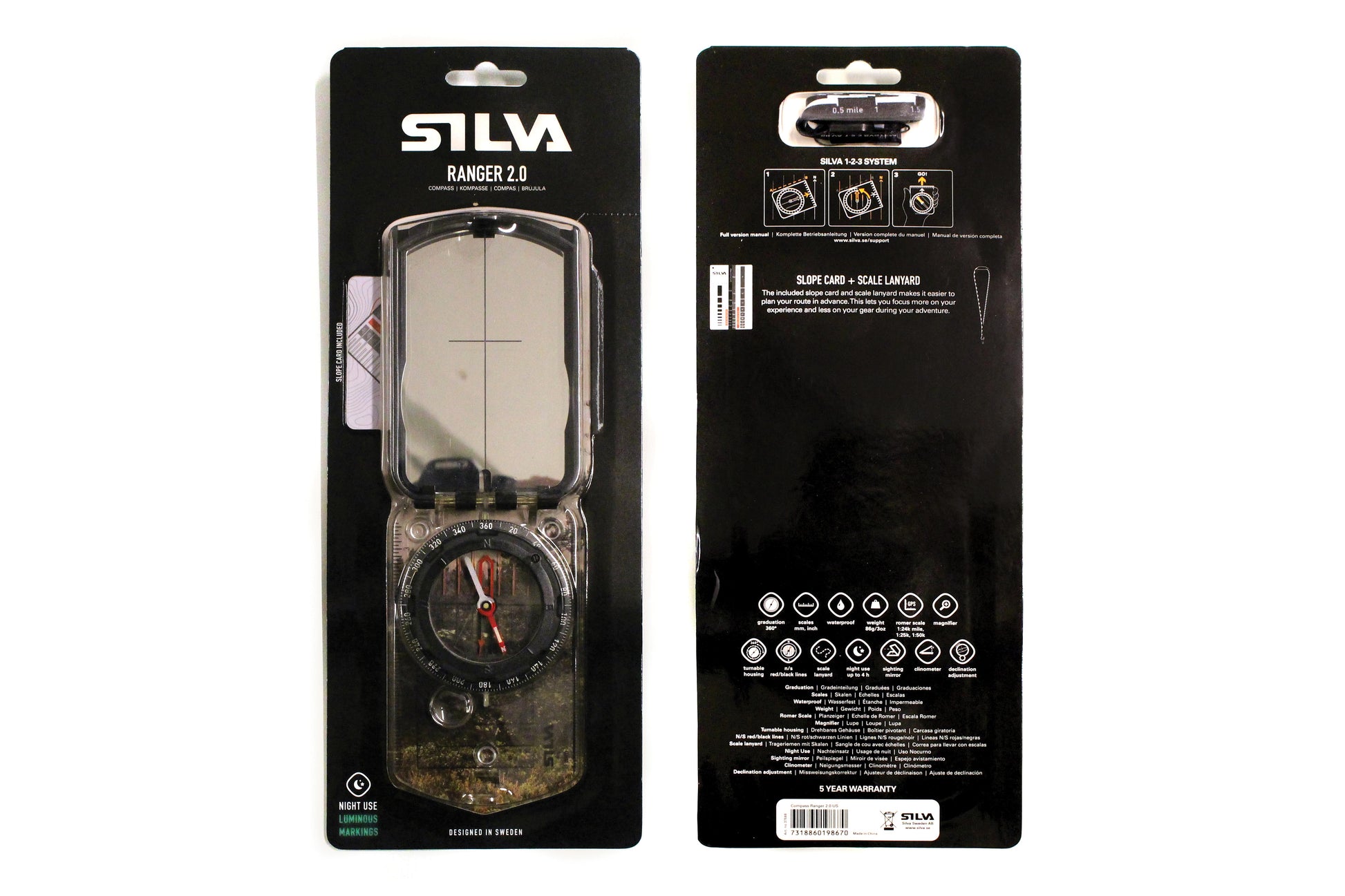 SILVA Ranger 2.0 Compass Black - Durable Navigation Tool for Outdoor Activities
