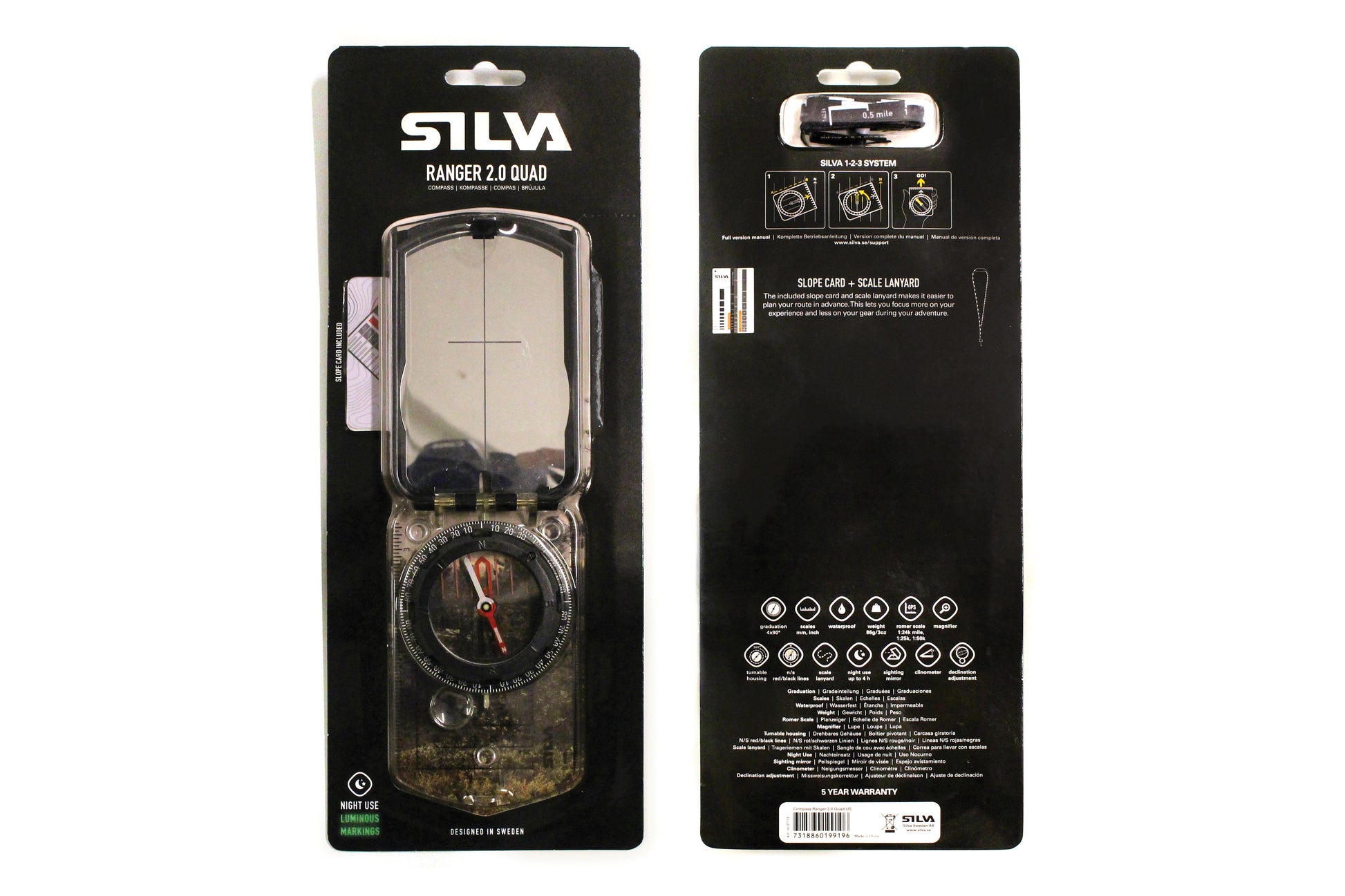 SILVA Ranger 2.0 Quad Compass Black – Durable Navigation Tool for Outdoor Adventures