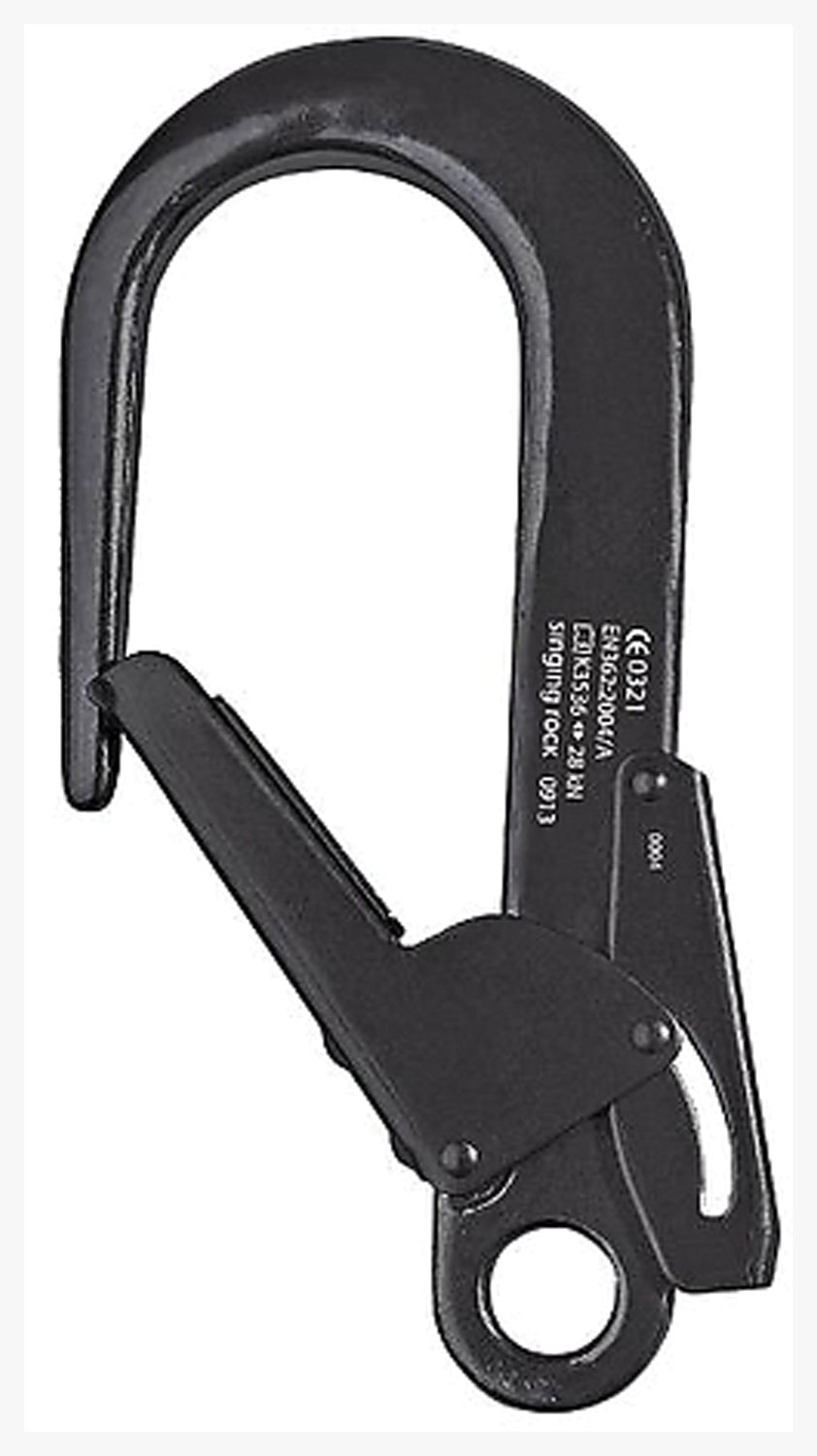 SINGING ROCK Big Dbl Locking Snap Hook Black - Heavy-Duty Carabiner for Climbing and Rigging