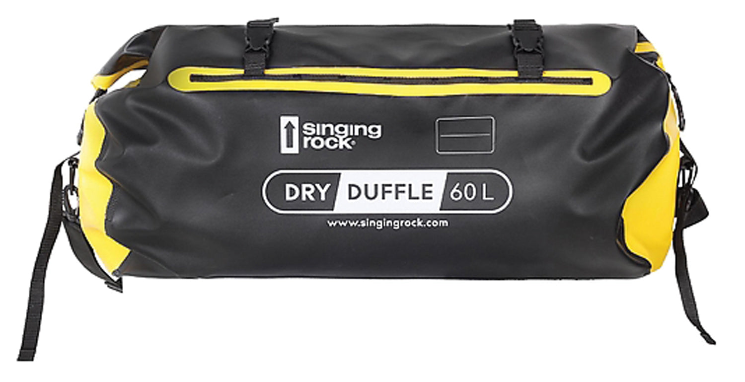 SINGING ROCK Dry Duffle 60L Black/Yellow - Waterproof Gear Bag for Climbing and Outdoor Adventures