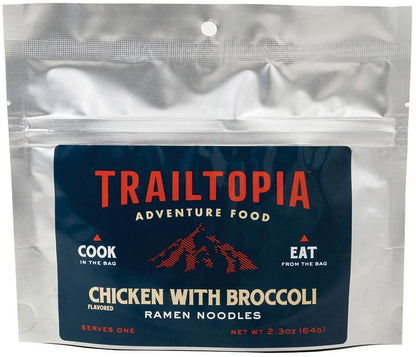 TRAILTOPIA Chicken and Broccoli Ramen - Nutritious Instant Meal for On-the-Go