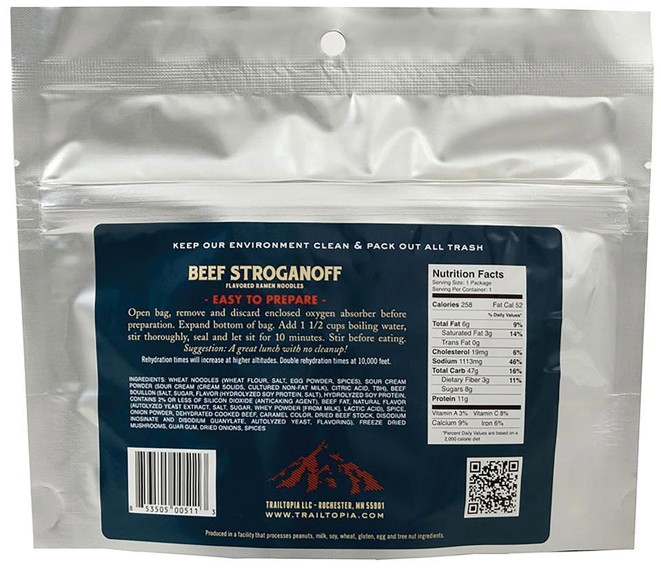 Trailtopia Beef Stroganoff Ramen - Delicious Ready-to-Eat Meal