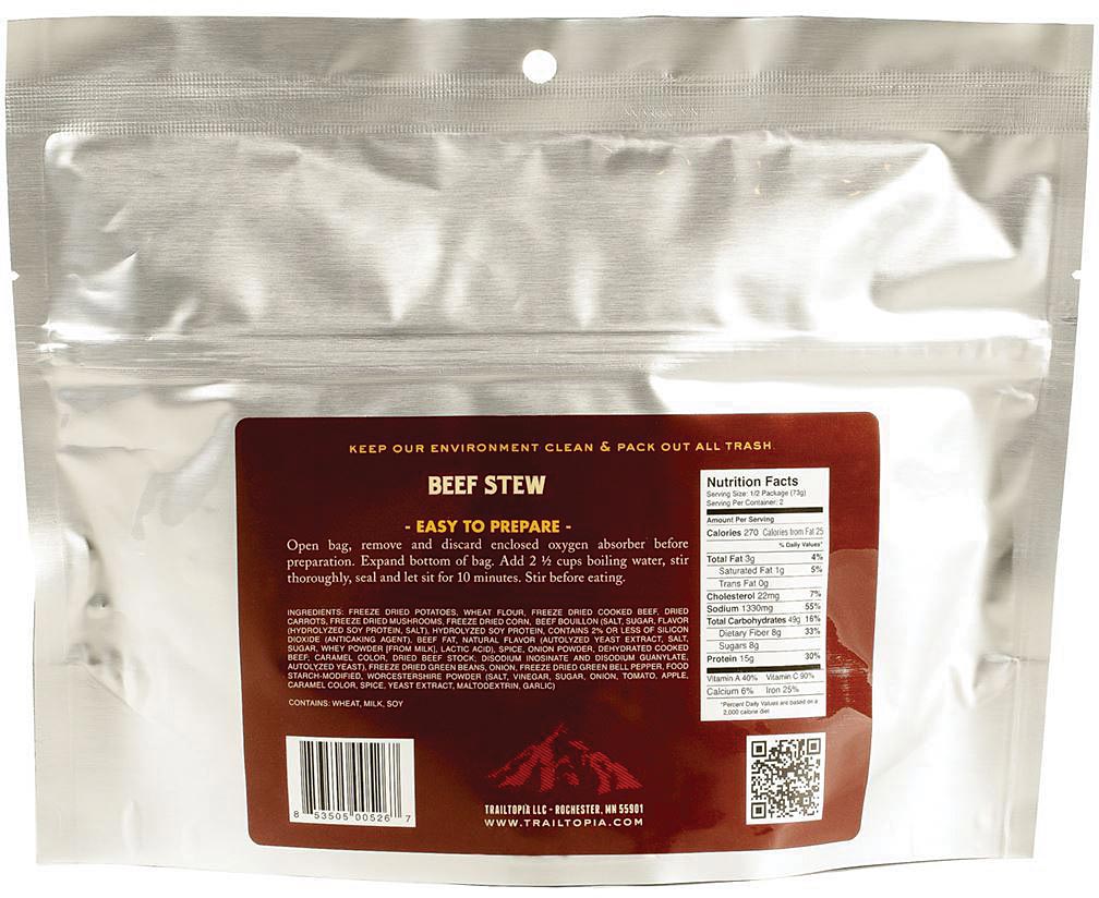 Trailtopia Beef Stew - 16 oz Hearty Meal for Outdoor Adventures