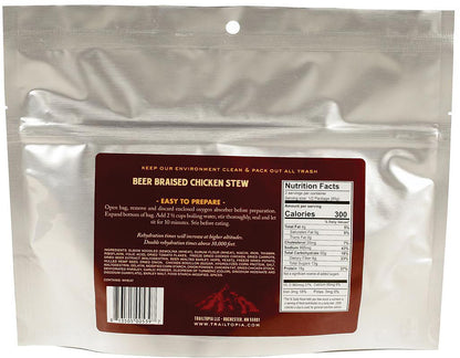 TRAILTOPIA Beer Braised Chicken Stew - 16 oz Premium Ready-to-Eat Meal