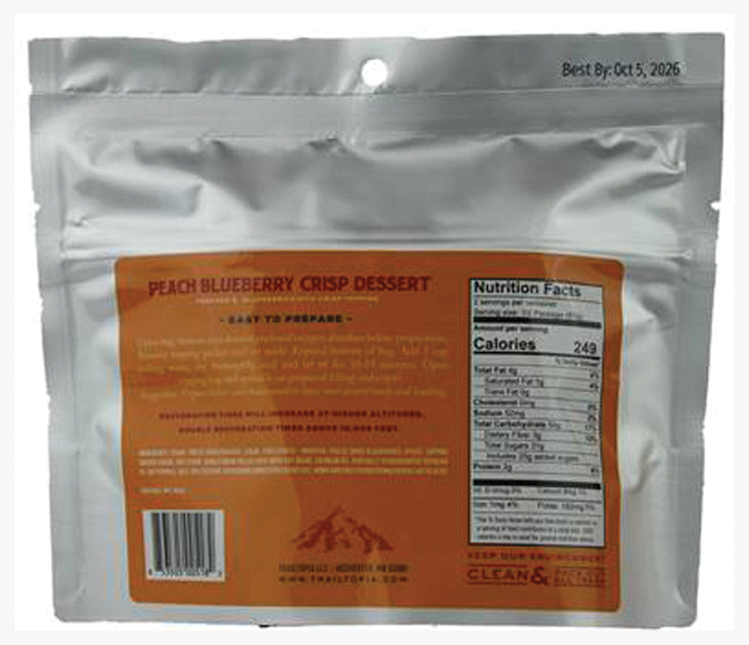 TrailTopia Peach Blueberry Crisp - Delicious Fruit Snack with Natural Flavors