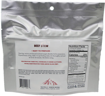 TRAILTOPIA Beef Stew Single Serving - Lightweight Meal for Outdoor Adventures