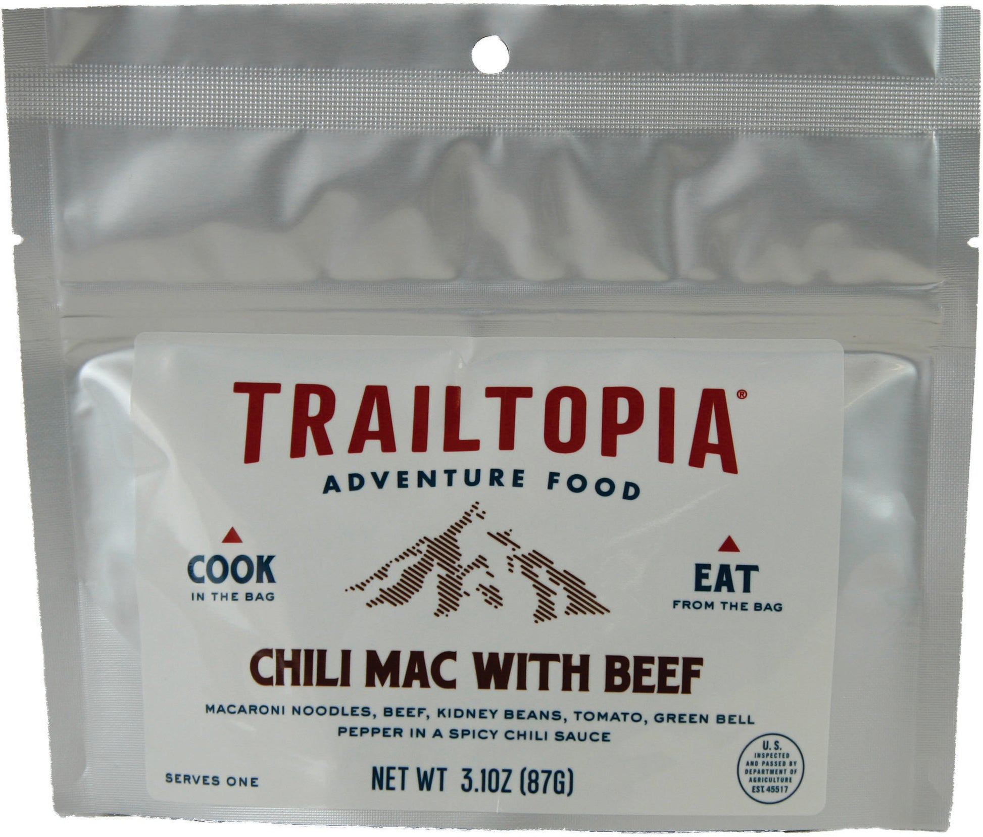 TRAILTOPIA Chili Mac With Beef Single Serve - Convenient Backpacking Meal
