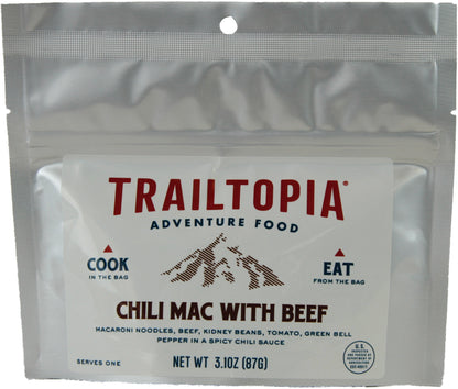TRAILTOPIA Chili Mac With Beef Single Serve - Convenient Backpacking Meal