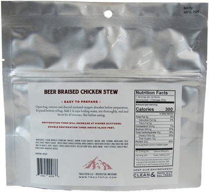 TRAILTOPIA Beer Chicken Stew Single Serving - Delicious and Convenient Trail Food