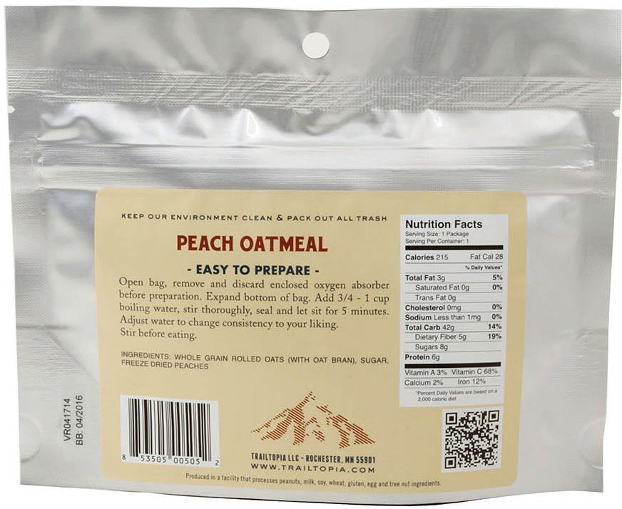TRAILTOPIA Peach Oatmeal Energy Bar for On-the-Go Nutrition