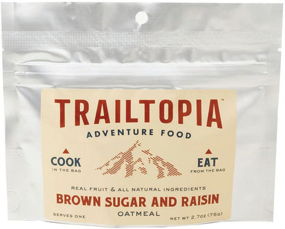 TRAILTOPIA Brown Sugar Raisin Oatmeal - 1.5 oz Packets for Convenient Nutrition